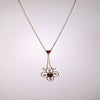 Vintage 9ct Rose Gold Garnet & Seed pearl pendant with chain