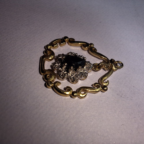 Vintage 9ct yellow gold sapphire and diamond pendant