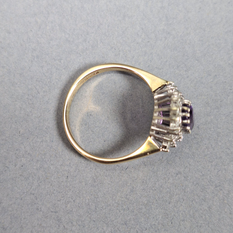 9ct Gold Amethyst and Diamond Dress Ring