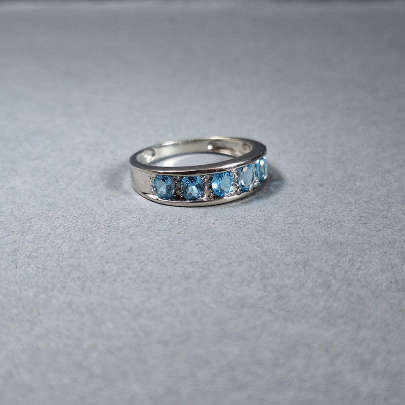 9ct White Gold, Blue topaz and Diamond Dress Ring