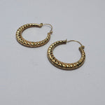 9ct patterned yellow Gold hoops