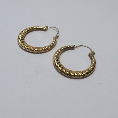 9ct patterned yellow Gold hoops
