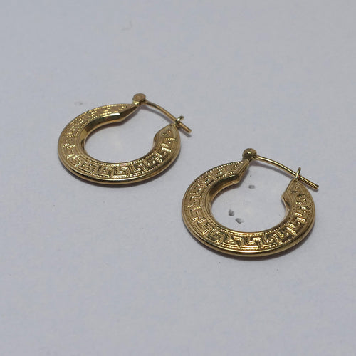 Greek Key patterned 9ct yellow Gold earrings