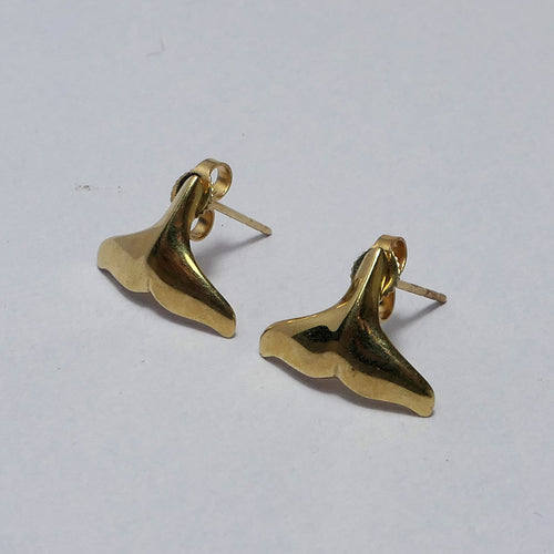 Whale tail 9ct yellow gold studs