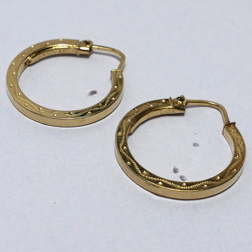 Hooped patterned earrings 9ct yellow gold