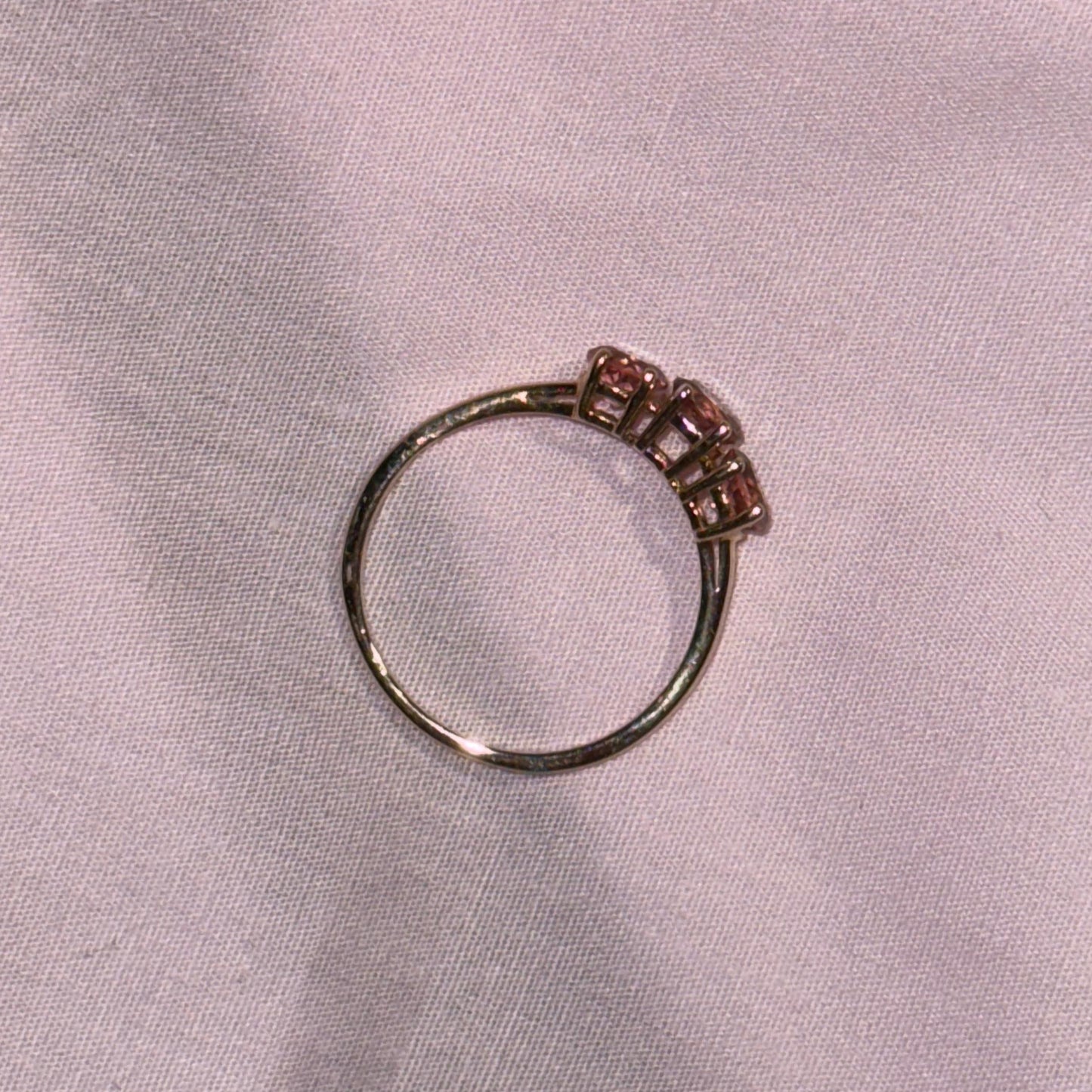 9ct 3 stone pink cubic zirconian