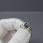 9ct Gold Blue Topaz and Diamond Dress Ring