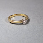 18ct Gold Diamond Rub over Single Stone Engagement Ring