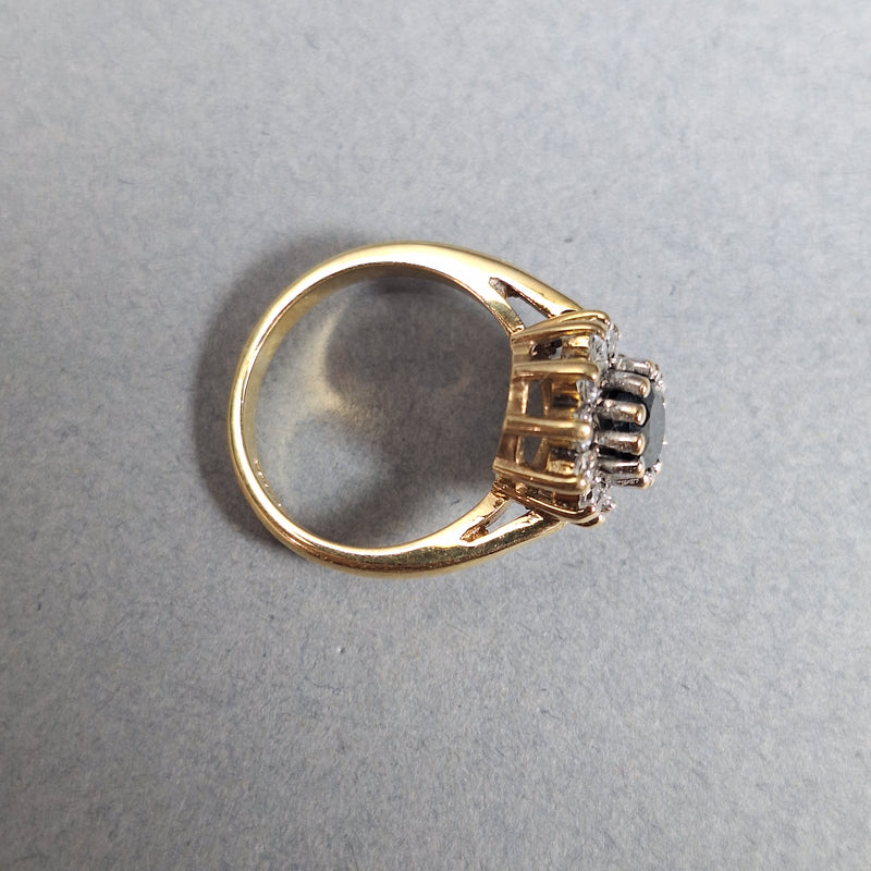 9ct Gold Sapphire Cubic Zirconia Dress Ring
