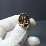 Vintage 9ct yellow gold smokey quartz ring