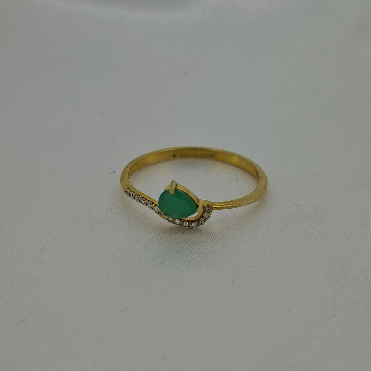 Jade & Diamond cross ring set in 22ct gold