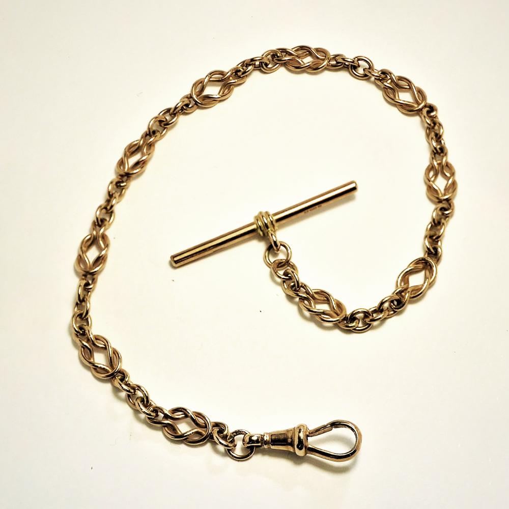 Vintage 9ct Rose Gold Albert Chain Bracelet 10"