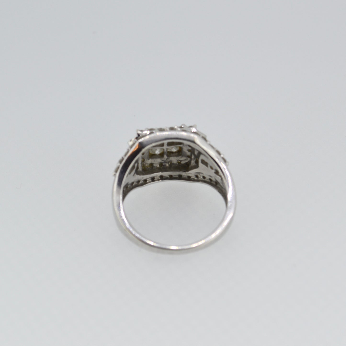 Large 9ct White Gold Quad Princess Cut Diamond Ring