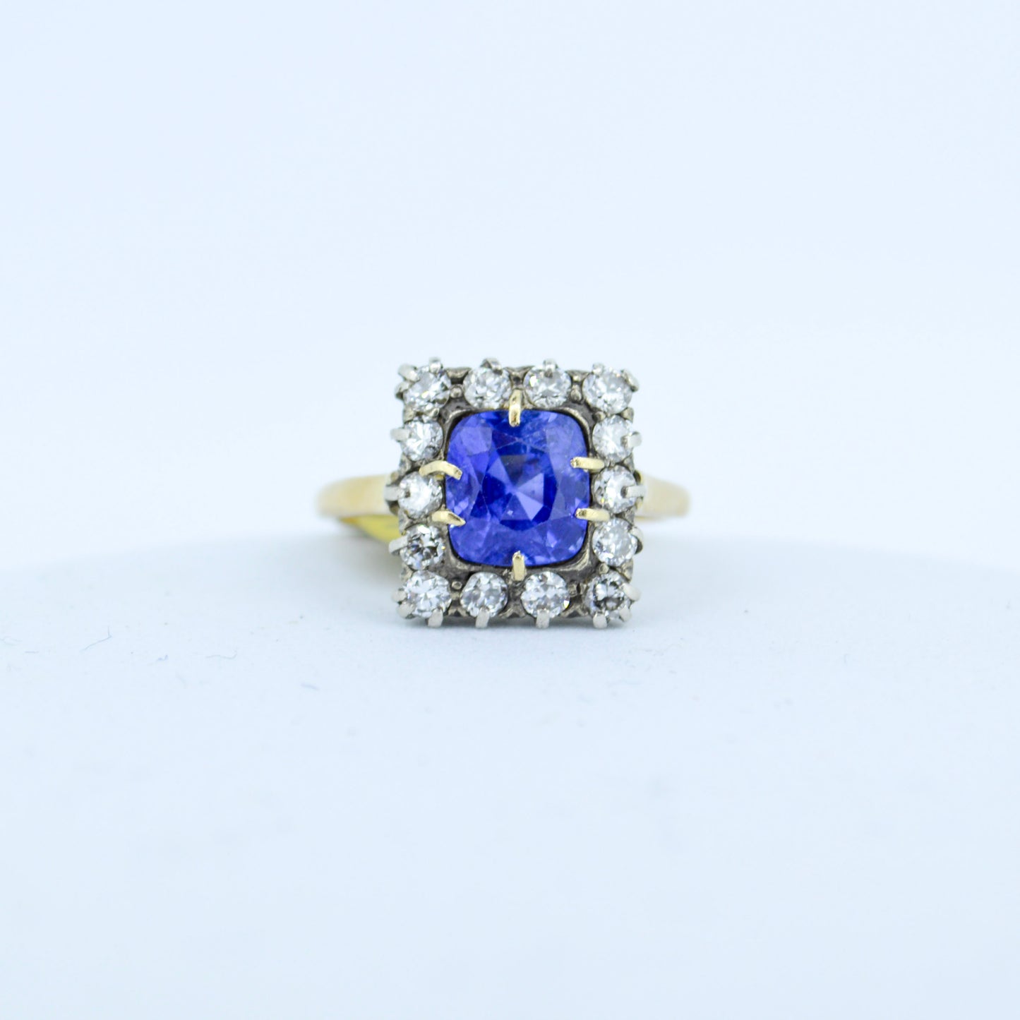 Antique Ceylon Sapphire & Diamond Ring