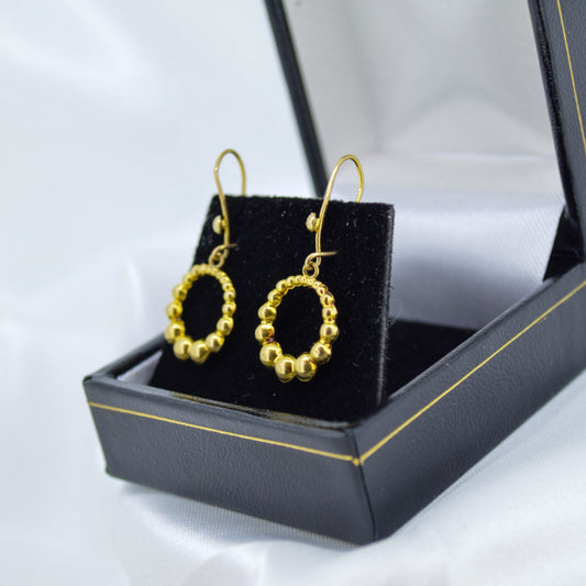 9ct Yellow Gold Earrings Circle Drop