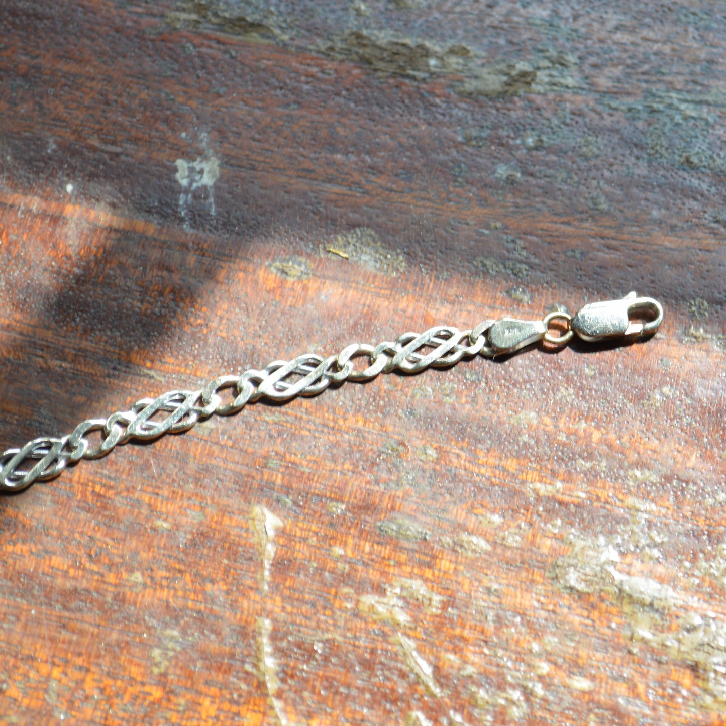 9ct White Gold double curb style bracelet