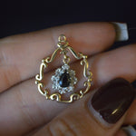 Vintage 9ct yellow gold sapphire and diamond pendant