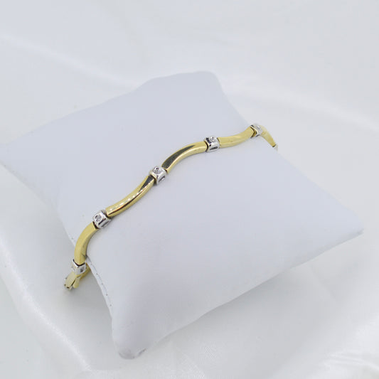 Vintage 9ct Gold Cubic Zirconia Bracelet 8"