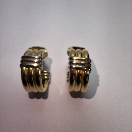 Solid heavy 14ct Yellow gold half hoop studs