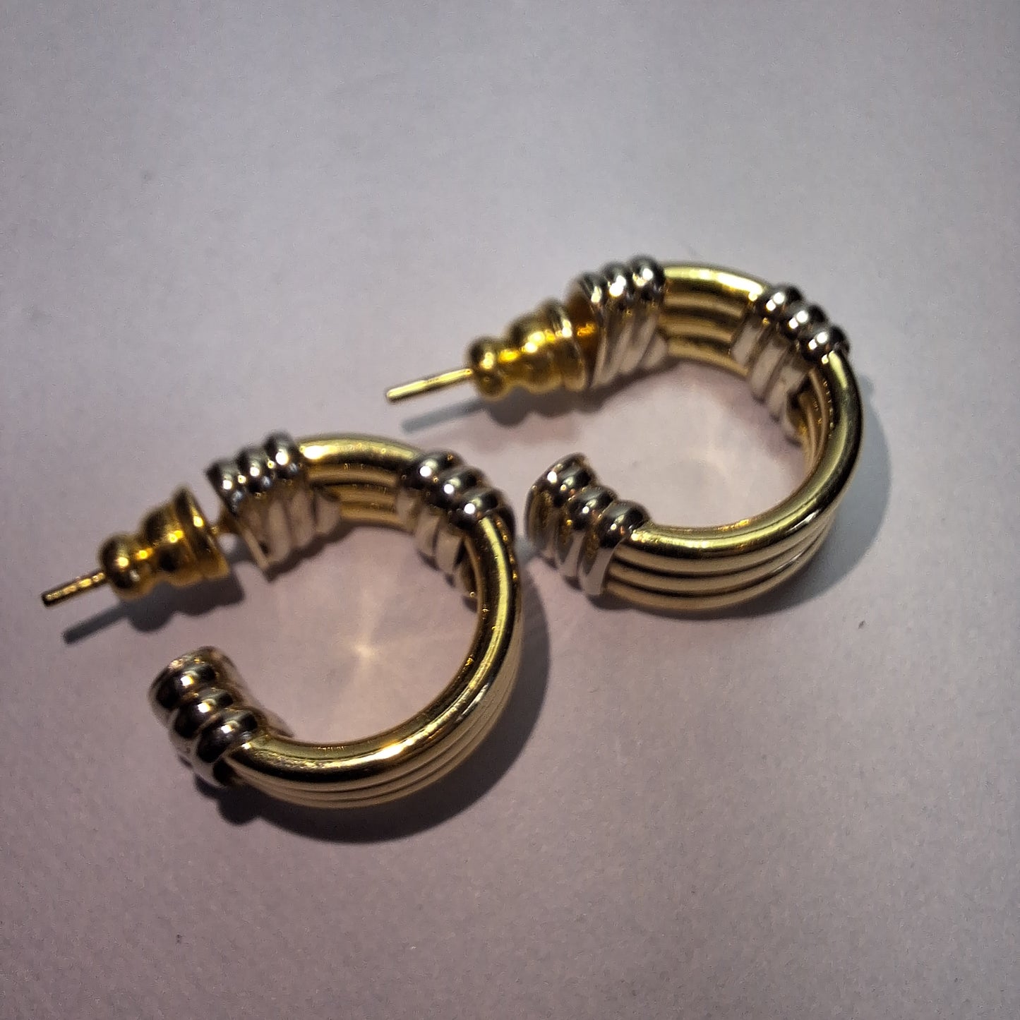 Solid heavy 14ct Yellow gold half hoop studs