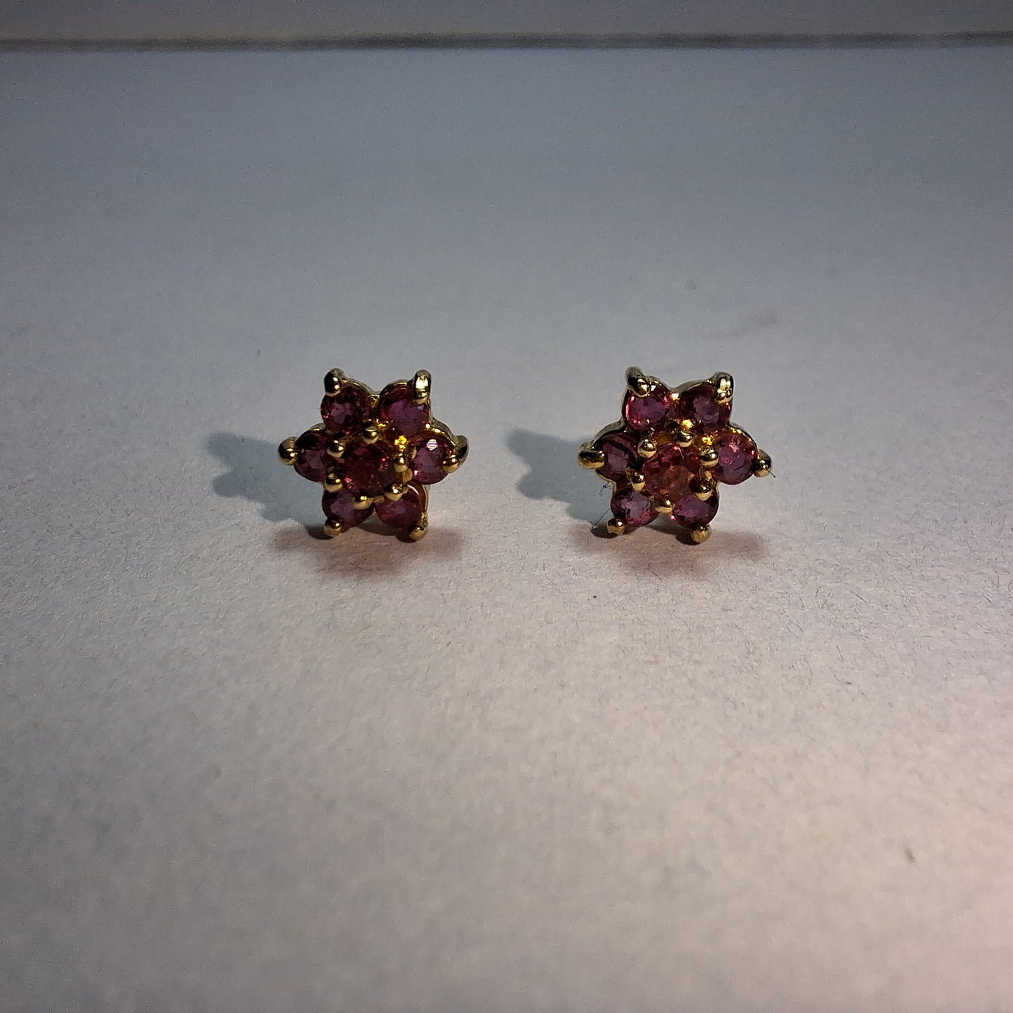 9ct Ruby flower studs