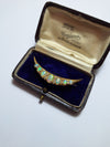 Vintage 18ct Yellow Gold Opal & Diamond crescent shaped brooch with original box