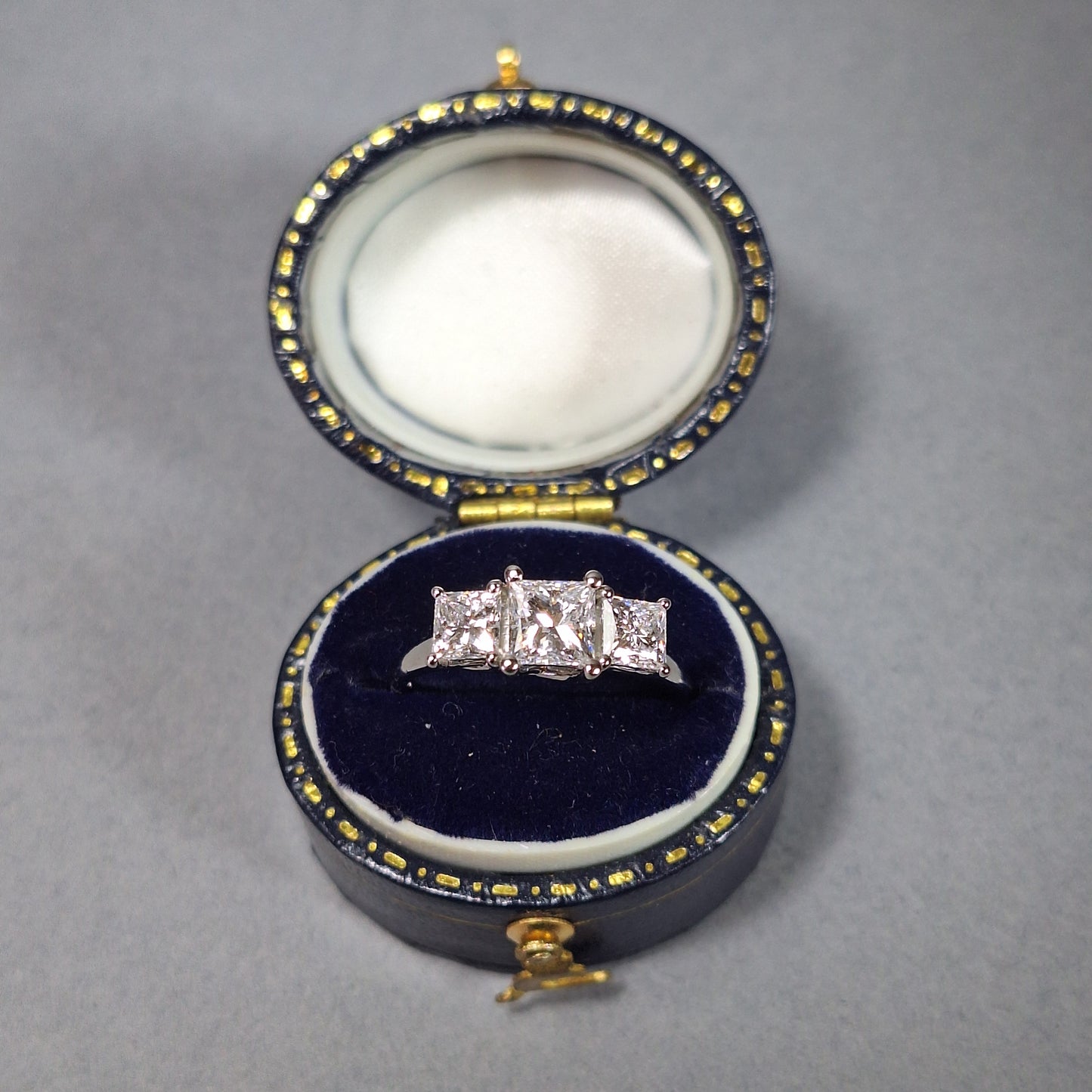 New Three Lab Grown Princess Cut Diamonds totalling 1.52ct on a Platinum Band With Official certificate