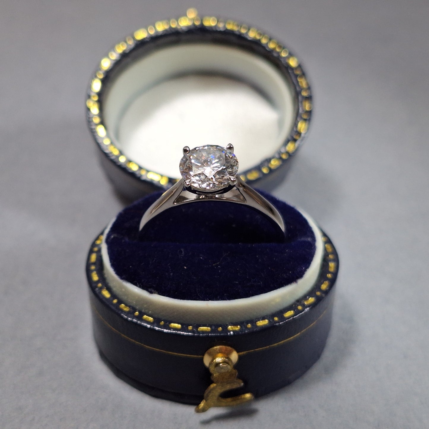 New Round Brilliant Cut 1.28ct Lab Grown Diamond on a Platinum Band