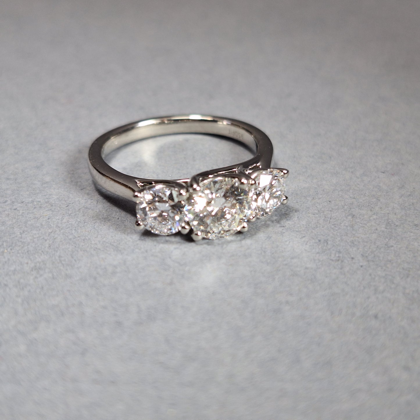 New Three Round Brilliant Cut Lab Grown Diamonds 2.02cts on a Platinum Band