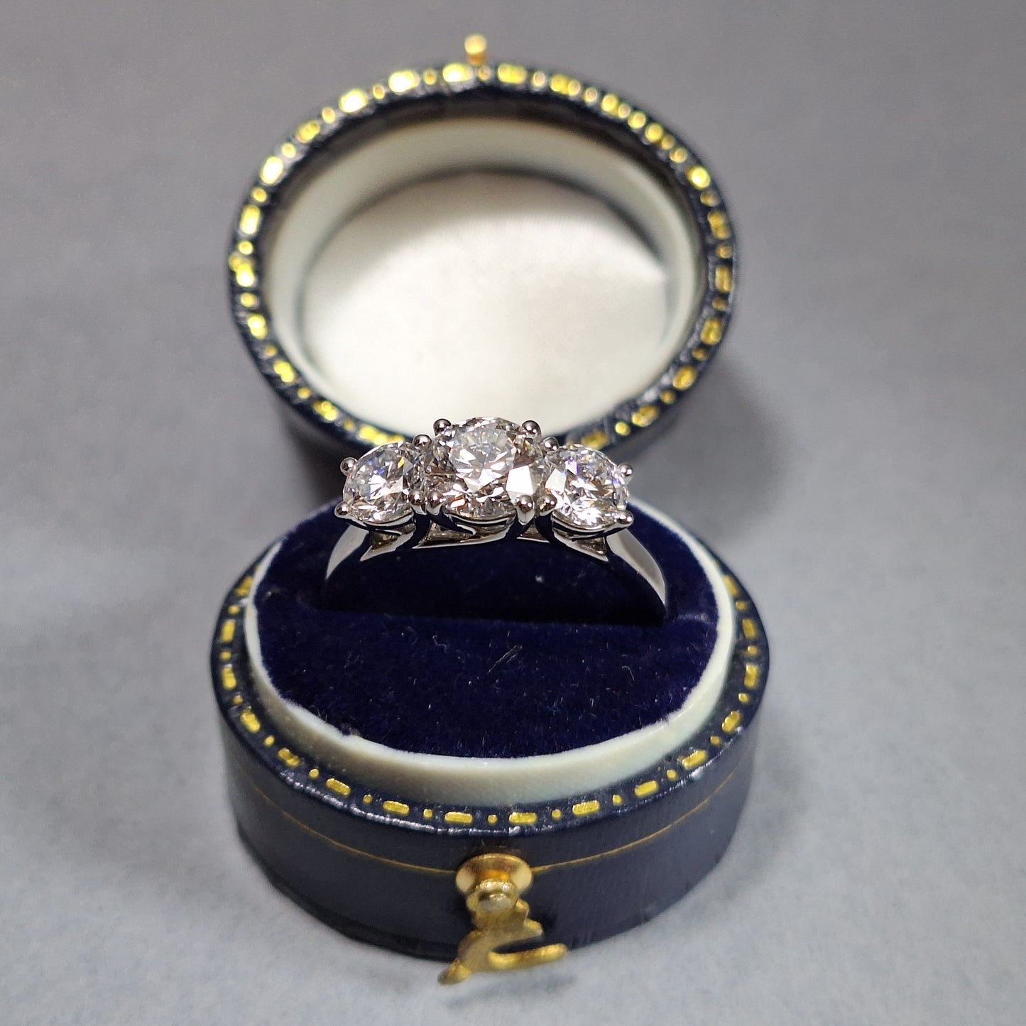 New Three Round Brilliant Cut Lab Grown Diamonds 2.02cts on a Platinum Band