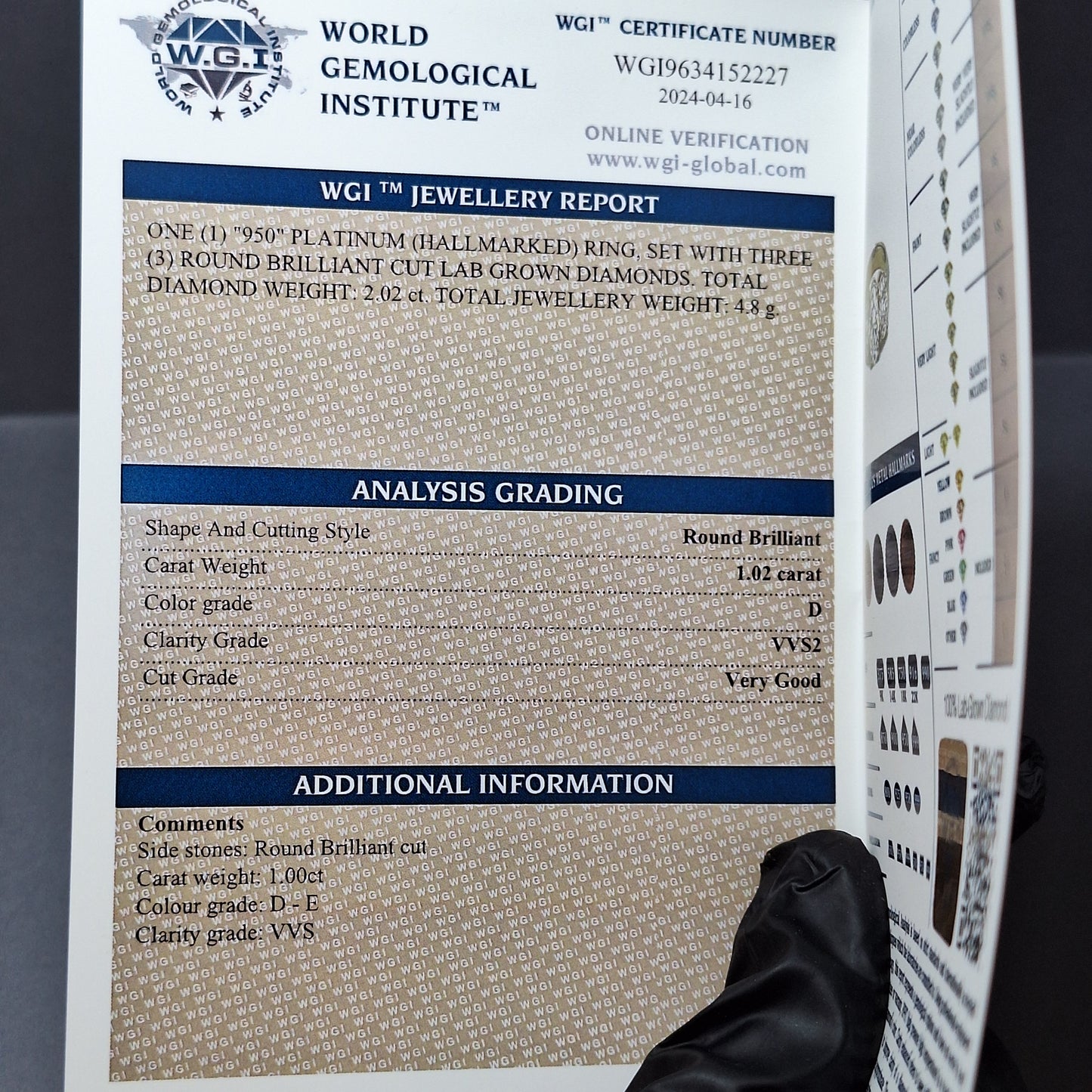 New Three Round Brilliant Cut Lab Grown Diamonds 2.02cts on a Platinum Band