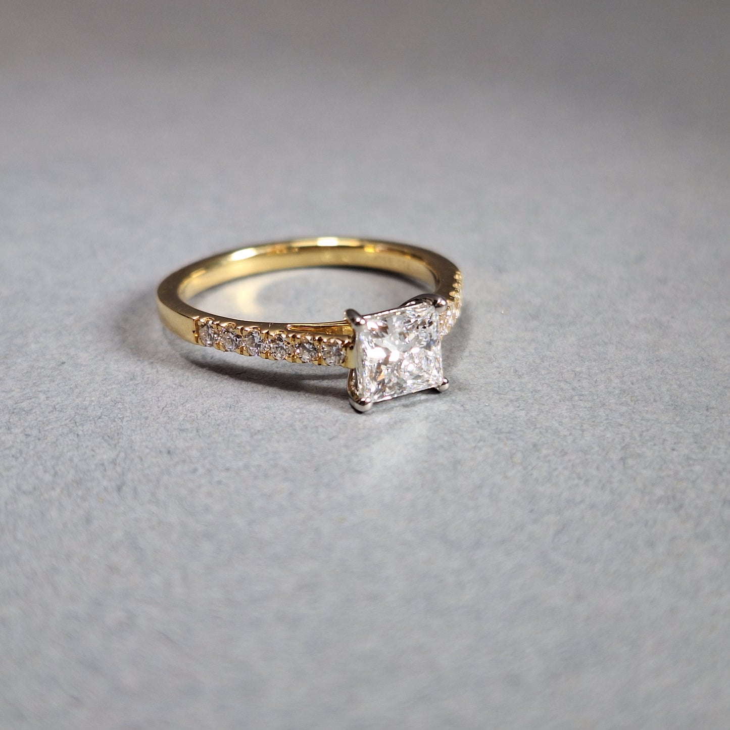 New Princess Cut 1.16ct Lab Grown Diamond on 18ct Yellow Gold Band