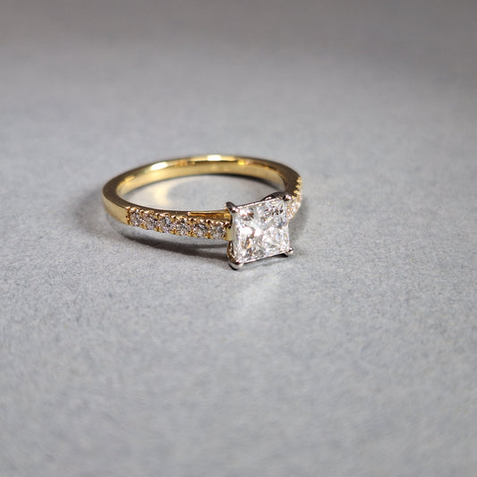 New Princess Cut 1.16ct Lab Grown Diamond on 18ct Yellow Gold Band