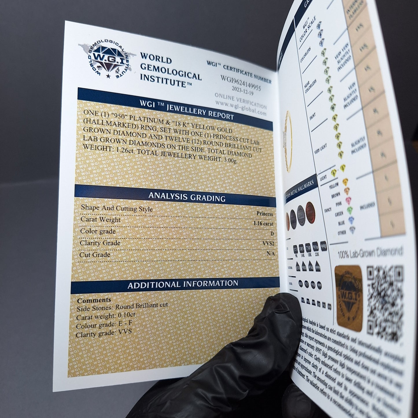 New Princess Cut 1.16ct Lab Grown Diamond on 18ct Yellow Gold Band