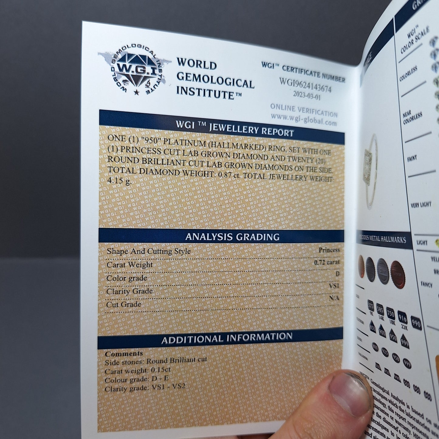 New Princess Cut 0.72ct Lab Grown Diamond with twenty round brilliant Cut Lab Grown Diamonds around the edge all on a Platinum Band