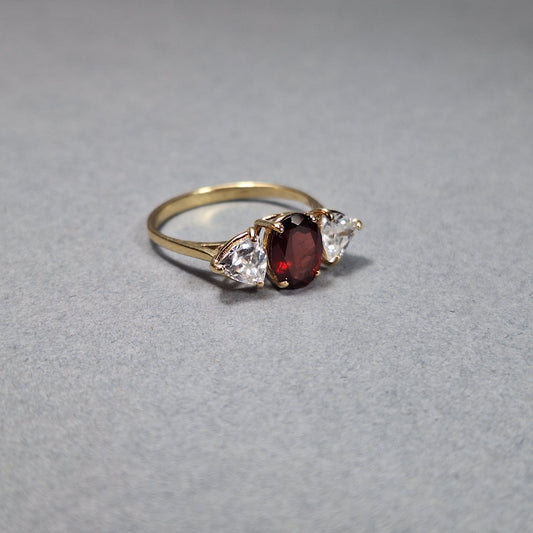 9ct Gold Garnet and Cubic Zirconia Dress Ring