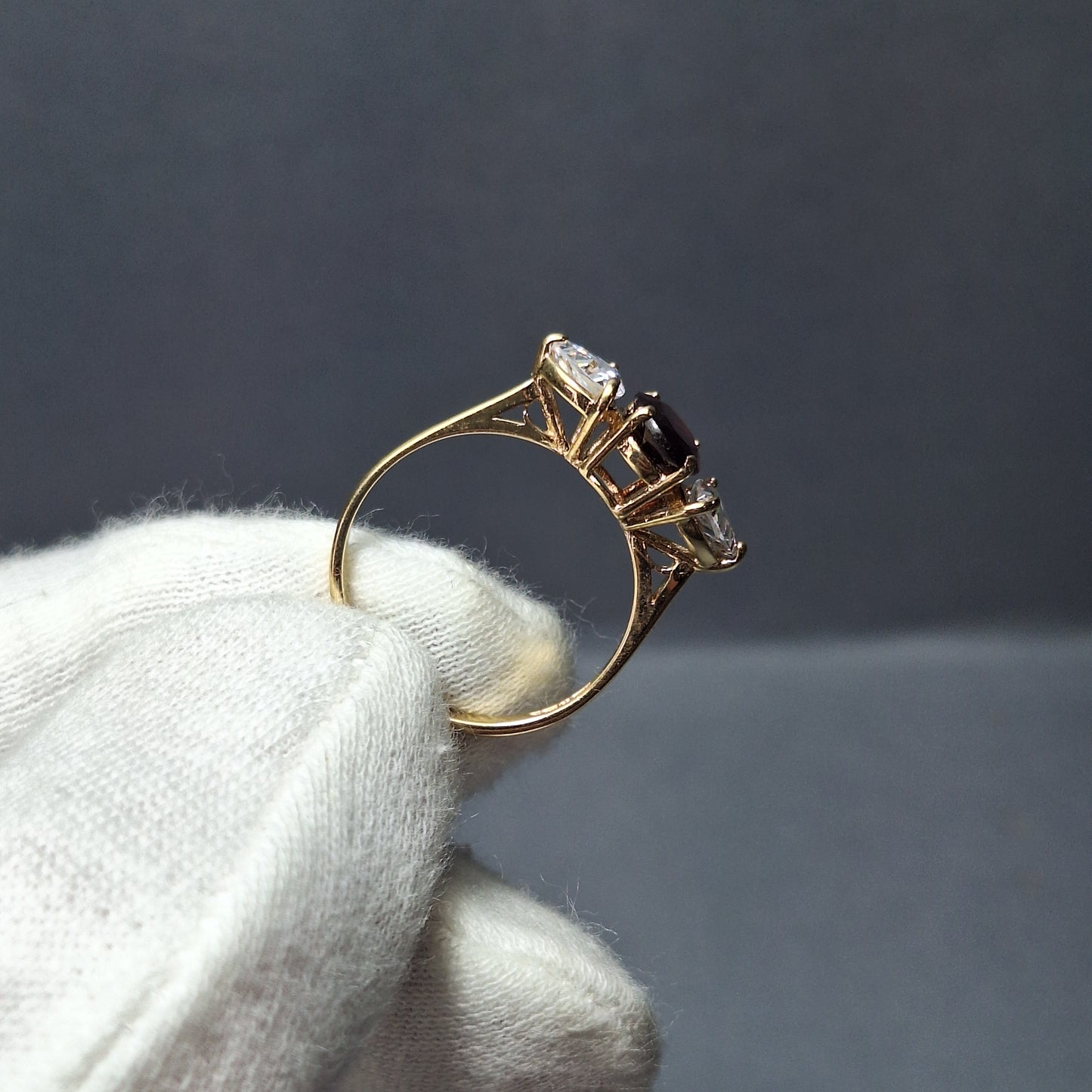 9ct Gold Garnet and Cubic Zirconia Dress Ring