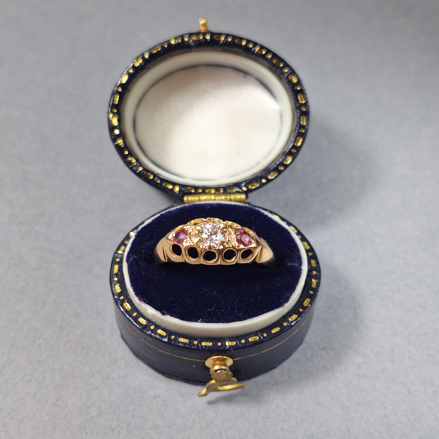 Antique 18ct Gold Ruby Diamond Ring