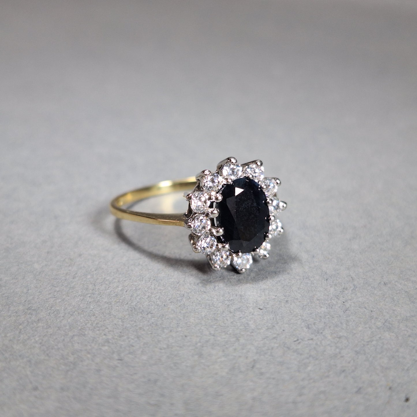 9ct Gold Sapphire and Cubic Zirconia Dress Ring