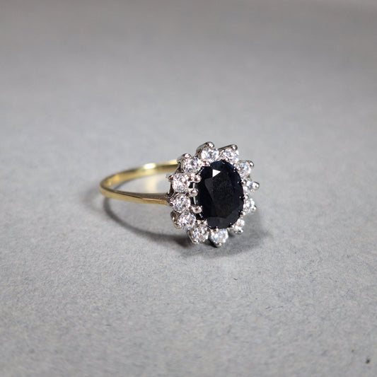 9ct Gold Sapphire and Cubic Zirconia Dress Ring