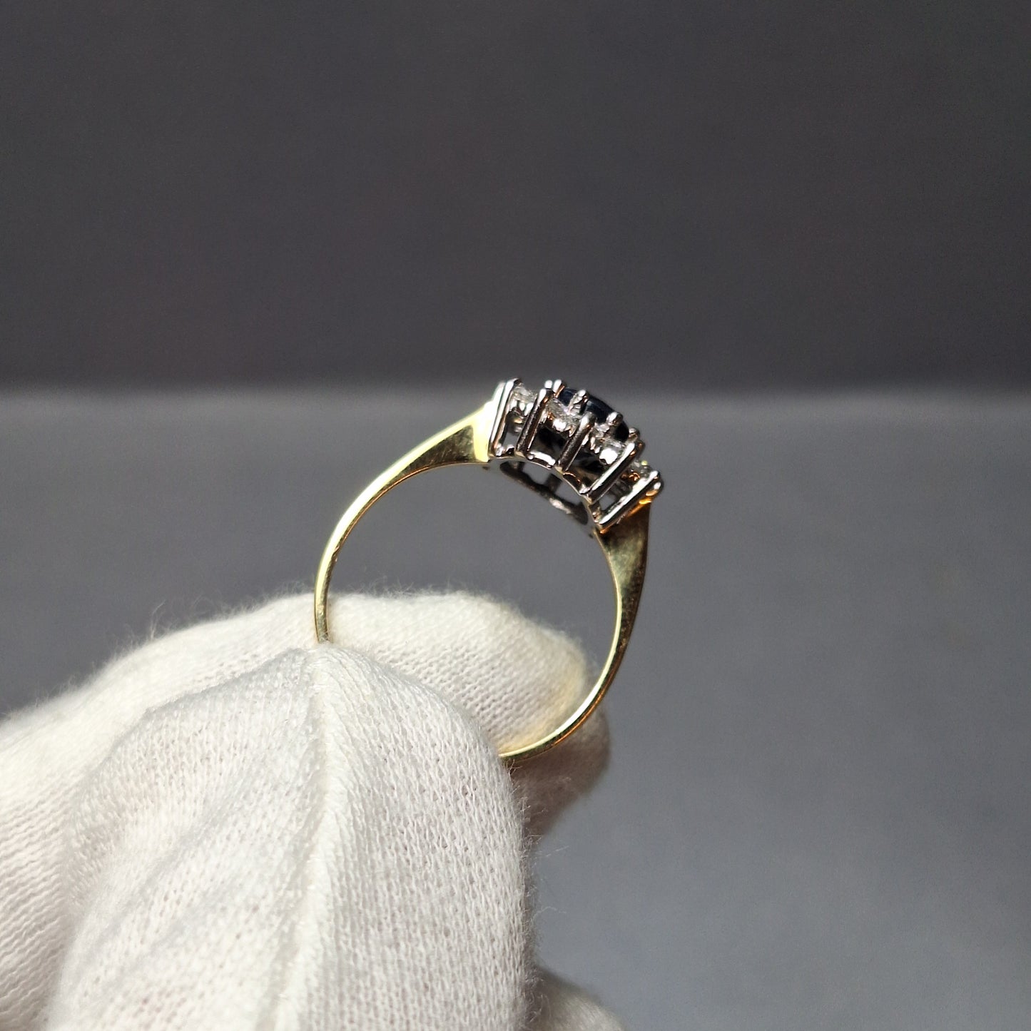 9ct Gold Sapphire and Cubic Zirconia Dress Ring