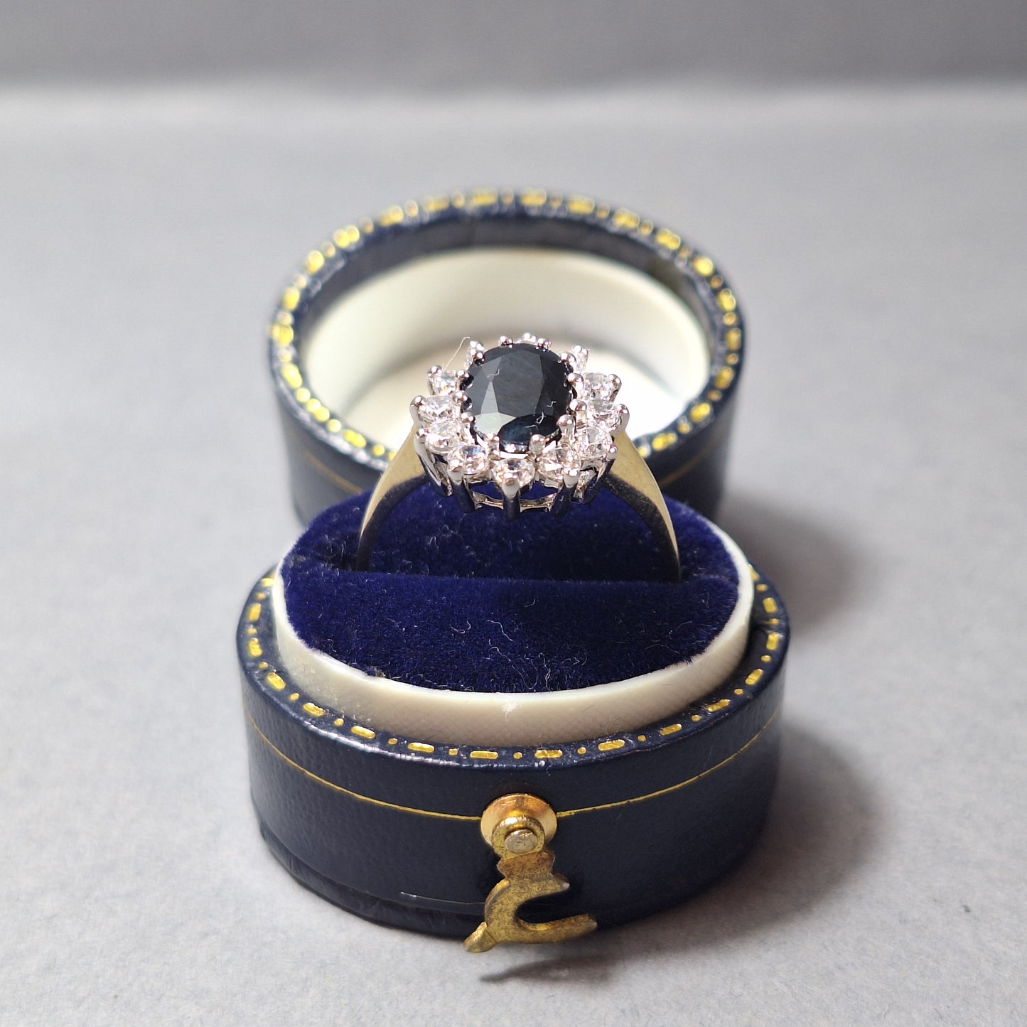 9ct Gold Sapphire and Cubic Zirconia Dress Ring