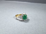 Very unique vintage yellow gold 18ct Emerald & Diamond ring