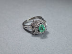 Vintage 14ct white gold Emerald & Diamond Cluster