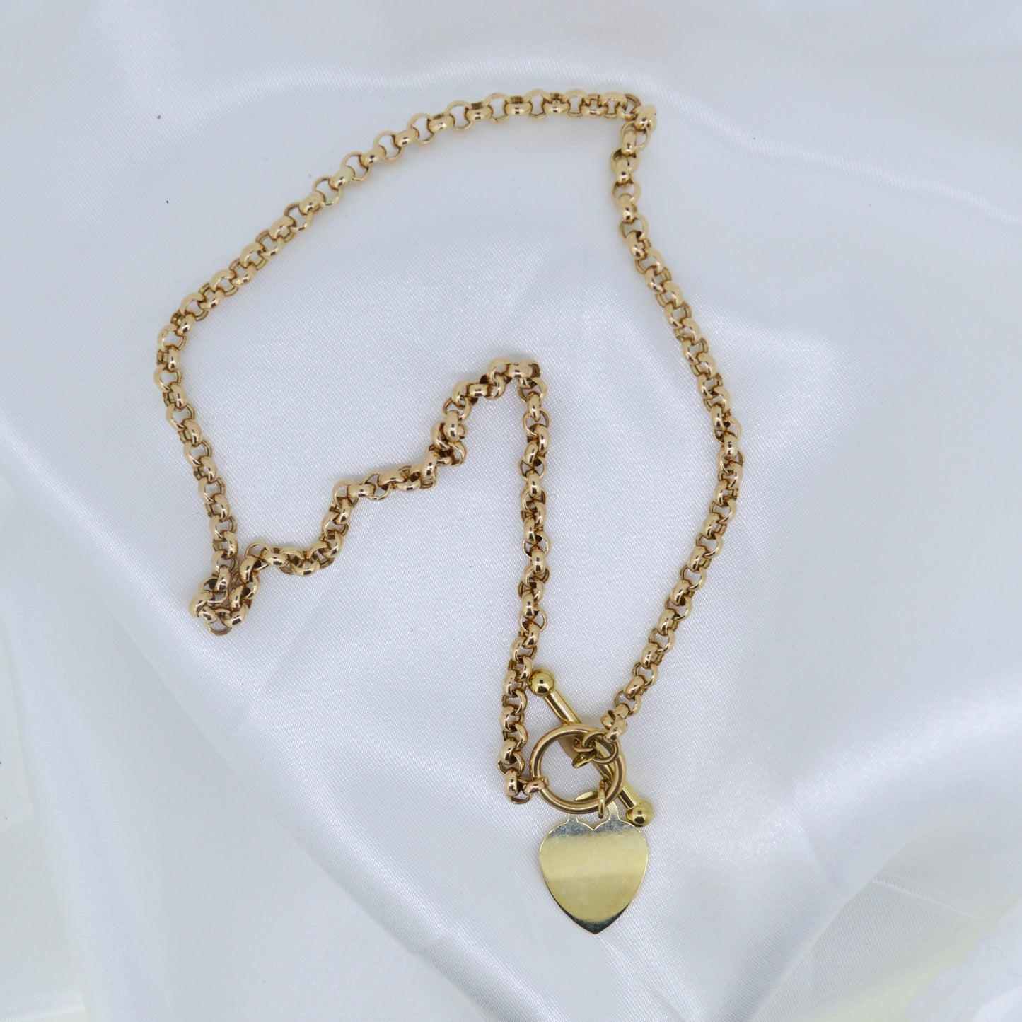 Vintage 9ct Heart Gold Belcher Necklace