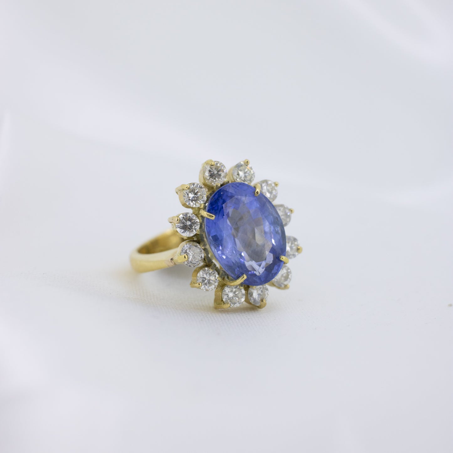 Large Ceylon Sapphire & Diamond Ring