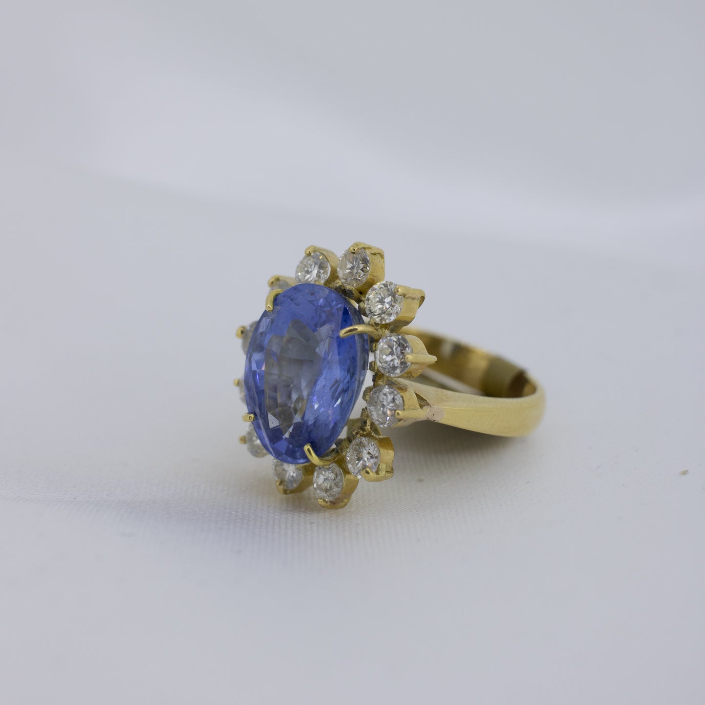 Large Ceylon Sapphire & Diamond Ring