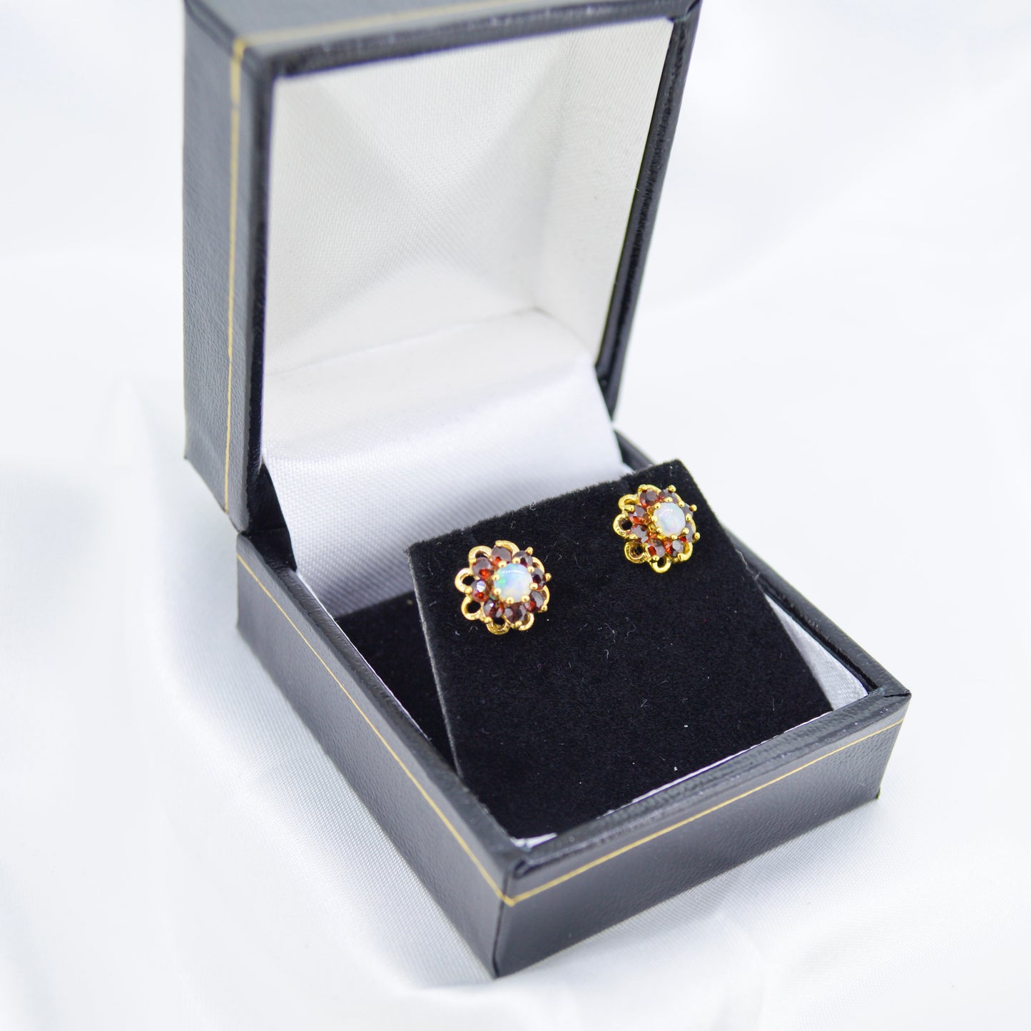9ct Opal & Garnet Stud Earrings