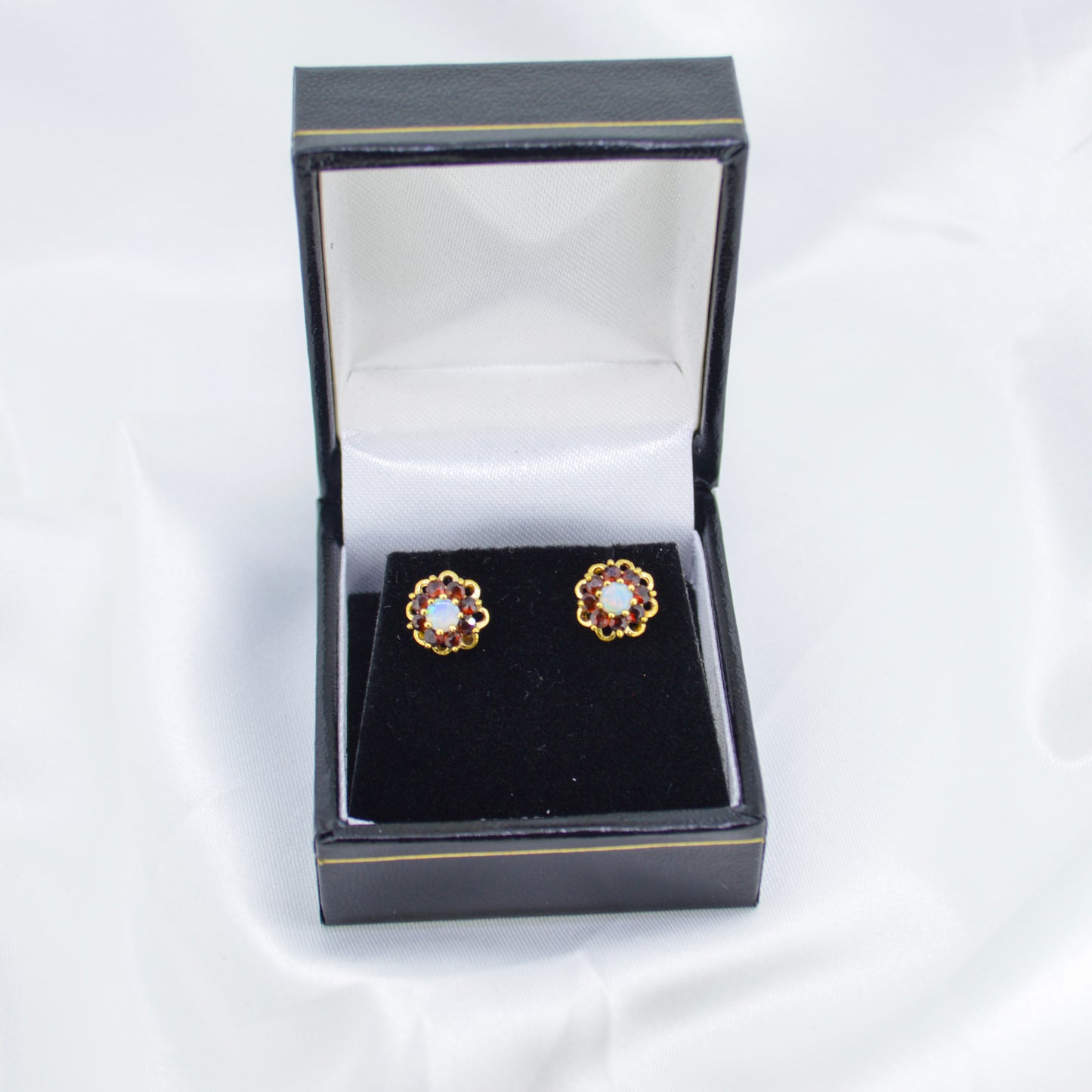 9ct Opal & Garnet Stud Earrings