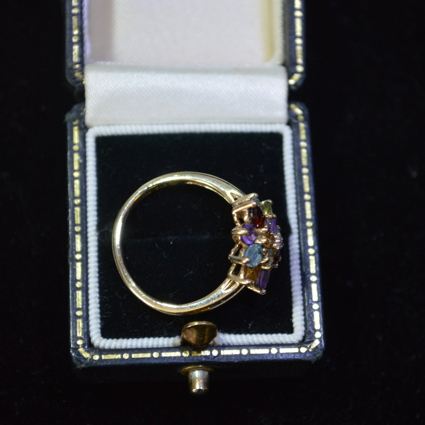9ct Yellow Gold & Colourful Cubic Zirconia Flower Ring